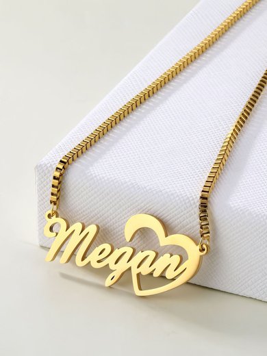 Custom 18k Gold Plated Heart Name Necklace With Heart #Milly03060218