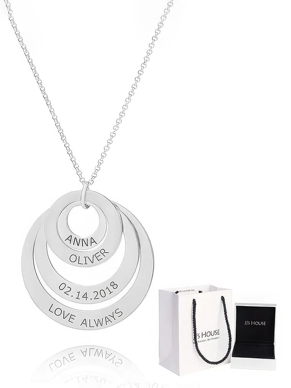 Custom Silver Engraving/Engraved Family Four Circle Necklace With Kids Names - Birthday Gifts Mother's Day Gifts (288215485) #Milly03060219