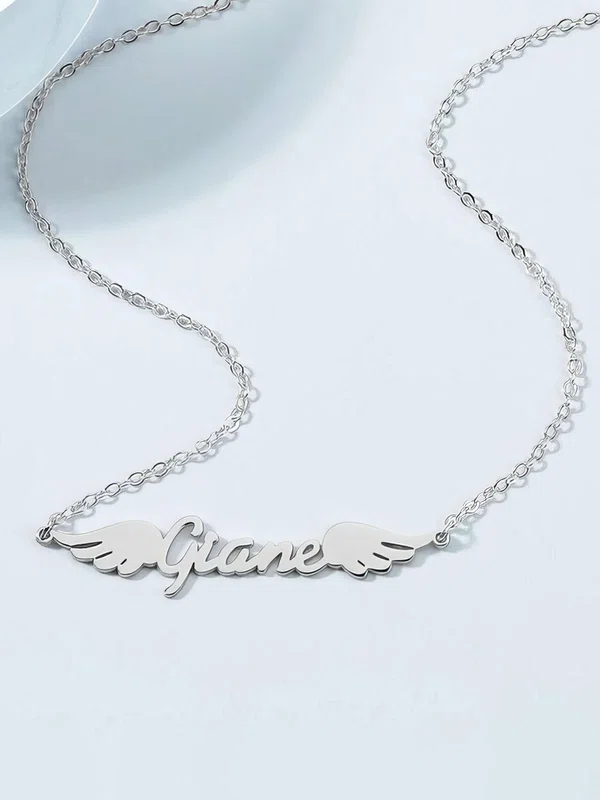 Letter Attractive Beautiful Classic Elegant Name Necklace With Wings #Milly03060220