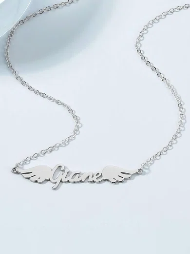 Letter Attractive Beautiful Classic Elegant Name Necklace With Wings #Milly03060220