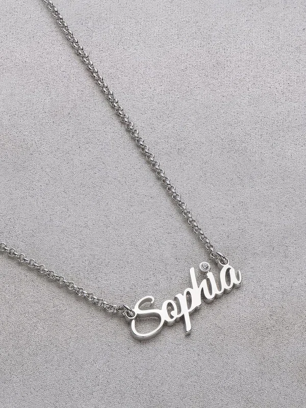 Custom Silver Letter Name Necklace Birthstone Necklace With Birthstone - Birthday Gifts (288250668) #Milly03060230