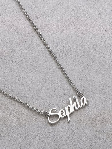Custom Silver Letter Name Necklace Birthstone Necklace With Birthstone - Birthday Gifts (288250668) #Milly03060230