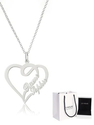Custom Family Heart Two Name Necklace Birthday Gifts #Milly03060237