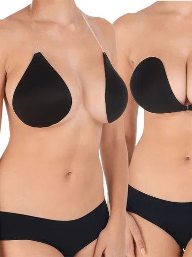 Breathable Boob Cover Backless Clear Strap Bra #Milly03110014