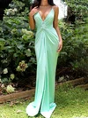 Sheath/Column V-neck Satin Prom Dresses With Ruched #Milly020126602