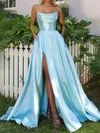 Ball Gown Strapless Satin Corset Prom Dresses With Ruched #Milly020126603