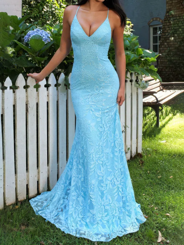 Elegant Trumpet/Mermaid Lace Beaded Lace-up Prom Dresses #Milly020126610