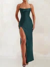 Elegant Bodycon Satin Cowl Neck Split Prom Dresses #Milly02028391