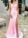 Mermaid Scoop Neck Satin Corset Prom Dresses #Milly020126612