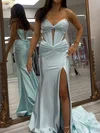Sheath/Column Strapless Satin Corset Prom Dresses With Ruched #Milly020126620
