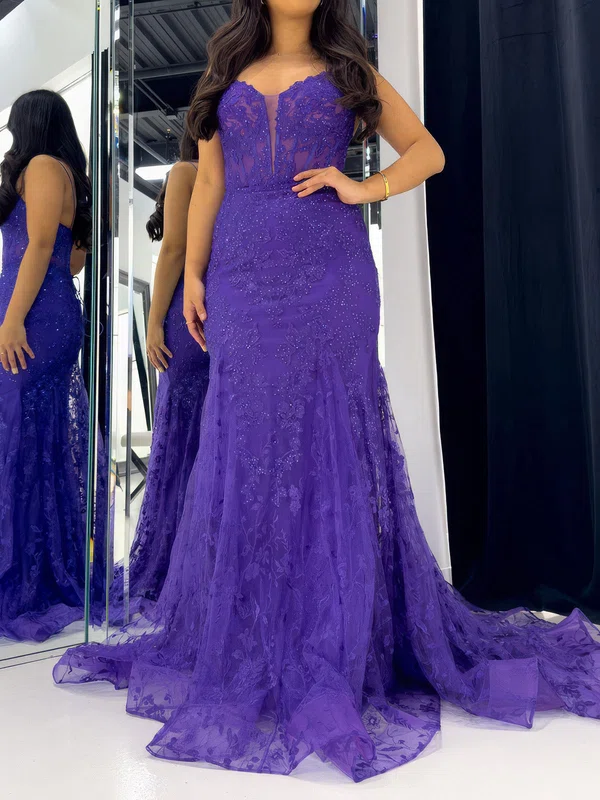 Mermaid V-neck Lace Corset Prom Dresses With Appliques #Milly020126623