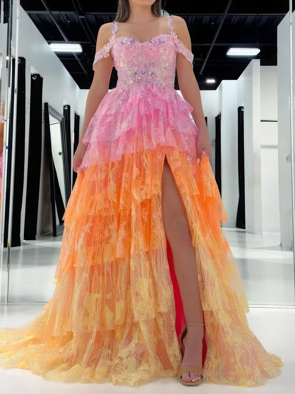 Ball Gown Sweetheart Lace Tiered Prom Dresses With Appliques #Milly020126640