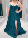 A-line V-neck Satin Corset Prom Dresses With Ruched #Milly020126645
