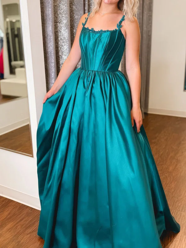 Ball Gown Scoop Neck Satin Corset Prom Dresses With Ruched #Milly020126675