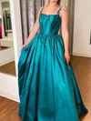 Ball Gown Scoop Neck Satin Corset Prom Dresses With Ruched #Milly020126675