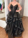 Princess V-neck Tulle Ruffle Prom Dresses With Appliques #Milly020126676