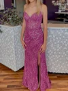 Sheath/Column V-neck Lace Beaded Prom Dresses With Ruched #Milly020126682