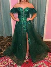 Ball Gown Off-the-shoulder Tulle Prom Dresses With Feather #Milly020126711