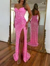 Sparkly Sheath/Column Sequin Ruched Split Prom Dresses #Milly020126747