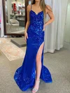 Sheath/Column V-neck Sparkly Sequin Prom Dresses With Appliques #Milly020126753