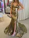 Sparkly Mermaid Strapless Metallic Prom Dresses With Ruched #Milly020126756