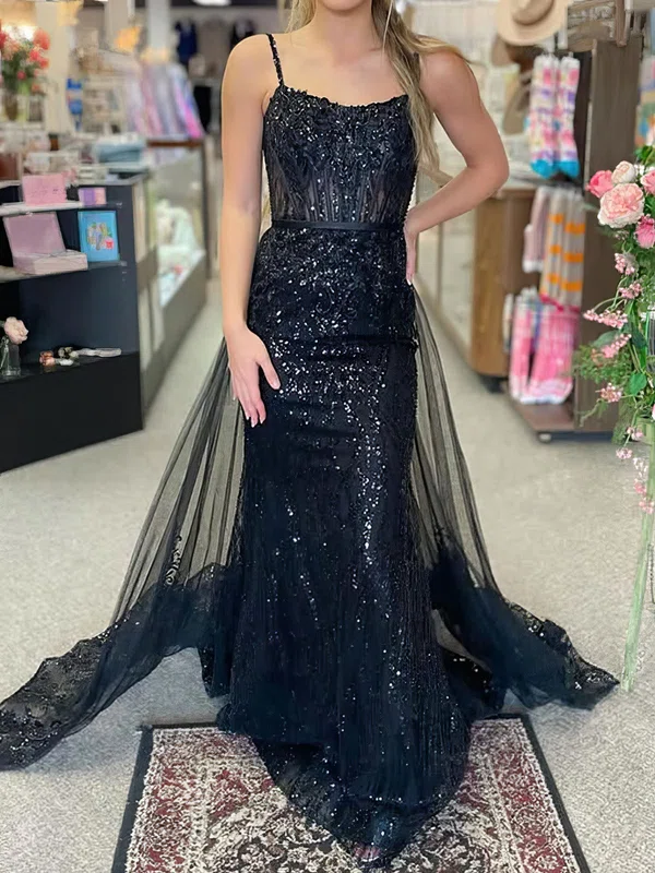 Black Sheath/Column Scoop Neck Sparkly Sequin Prom Dresses #Milly020126759