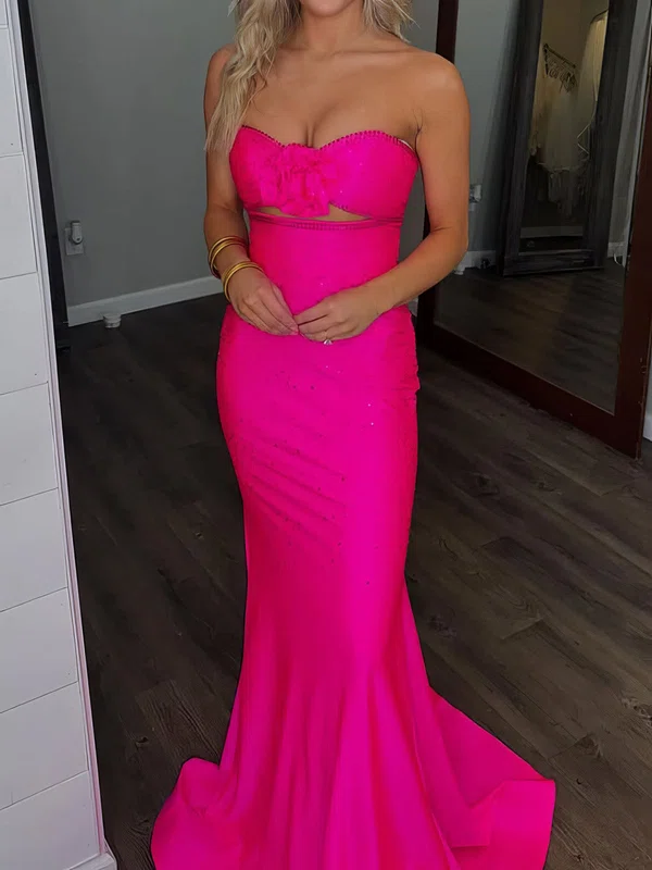 Glitter Trumpet/Mermaid Jersey Sweetheart Beaded Prom Dresses #Milly020126772