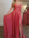 A-line Sweetheart Metallic Backless Prom Dresses With Ruched #Milly020126784