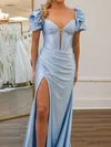 Sheath/Column Sweetheart Satin Corset Prom Dresses With Ruched #Milly020126786