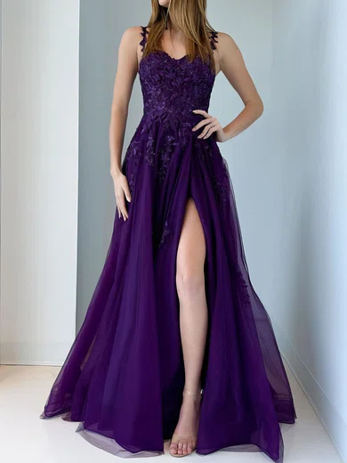 A-line Sweetheart Tulle Prom Dresses With Appliques #Milly020126808