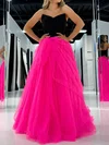 Ball Gown V-neck Tulle Prom Dresses With Ruched #Milly020126811
