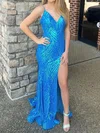 Mermaid V-neck Backless Sparkly Sequin Prom Dresses #Milly020126829