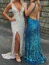 Sheath/Column V-neck Backless Sparkly Sequin Prom Dresses #Milly020126830