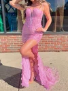 Sheath/Column Sweetheart Tulle Prom Dresses With Appliques #Milly020126879