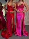 Sheath/Column Sweetheart Satin Corset Prom Dresses With Appliques #Milly020126880