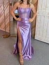 Sheath/Column Strapless Satin Corset Prom Dresses With Beading #Milly020126884