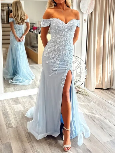 Mermaid Off-the-shoulder Tulle Prom Dresses With Appliques #Milly020126894