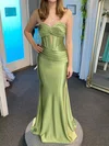 Mermaid Strapless Satin Cut Out Prom Dresses With Ruched #Milly020126924