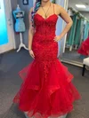 Mermaid Sweetheart Tulle Ruffle Prom Dresses With Appliques #Milly020126931
