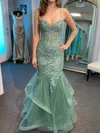 Mermaid Sweetheart Tulle Ruffle Prom Dresses With Appliques #Milly020126934