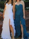 Mermaid Strapless Chiffon Ruffle Tiered Prom Dresses #Milly020126942