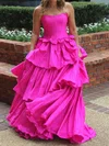 Ball Gown Strapless Satin Tiered Prom Dresses With Bow #Milly020126943