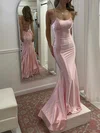 Elegant Trumpet/Mermaid Satin Scoop Neck Ruched Prom Dresses #Milly020126947