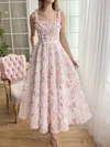 Princess Square Neck Tulle 3D Floral Long Homecoming Dresses #Milly020126966