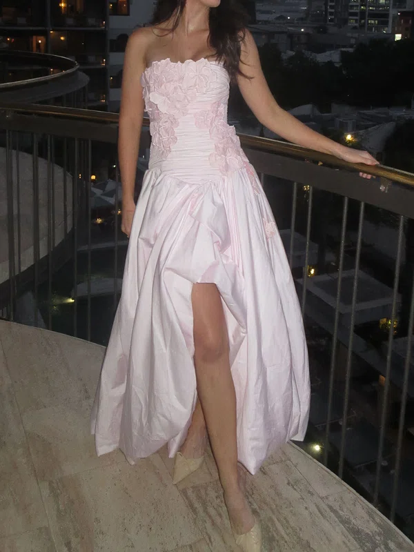 Ball Gown Strapless 3D Floral Prom Dresses With Ruched #Milly020126972