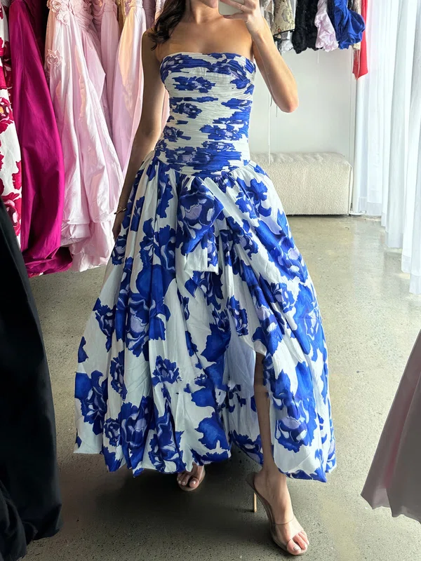 Ball Gown Strapless Floral Prom Dresses With Ruched #Milly020126974