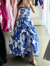 Ball Gown Strapless Floral Prom Dresses With Ruched #Milly020126974