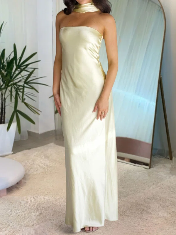 Elegant Sheath/Column Satin Straight Prom Dresses #Milly020126976