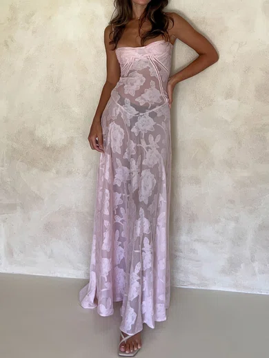 A-line Sweetheart Floor-length Floral Prom Dresses #Milly020126987