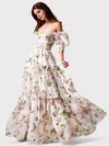 Ball Gown Off-the-shoulder Tulle Floral Prom Dresses With Puff Sleeve #Milly020126992